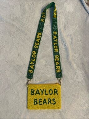 Baylor Bears Yellow & Green Beaded Crossbody Bag